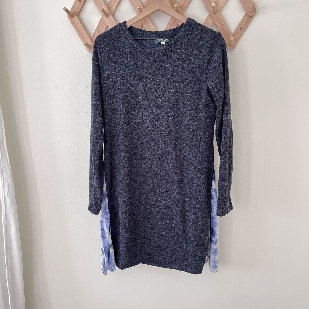 Kathmandu Imports Womens Blue Tie Dye Contrast Hem Long Sleeve Sweater Tunic M/L